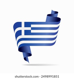 Greek flag wavy ribbon background. Vector illustration.