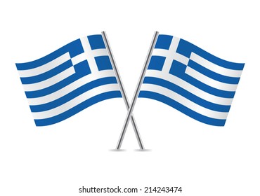 Greek Flags. Vector illustration.