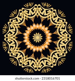Greek floral round mandala pattern. Abstract tribal ethnic style vector background. Colorful trendy backdrop with patterned mandala, flowers, shapes, lines. Greek key meanders ornaments. Ornate design