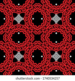 Greek floral vector seamless pattern. Ornamental geometric ethnic tribal style background. Colorful abstract backdrop. Geometric modern round mandalas. Elegant ornament. Creative symmetrical design.