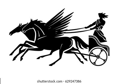 Greek Flying Chariot Silhouette