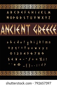 Greek Font. English alphabet, Punctuation marks / Arabic numerals. Golden Font