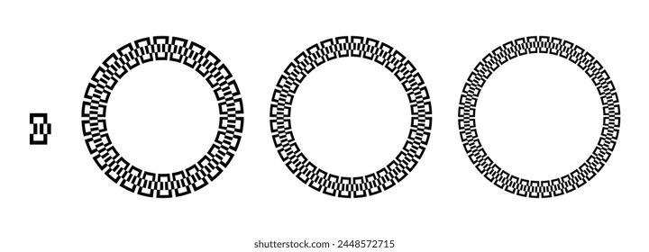 Greek frame, Circle Frame, Decorative border, vintage ornaments with seamless pattern vector illustration