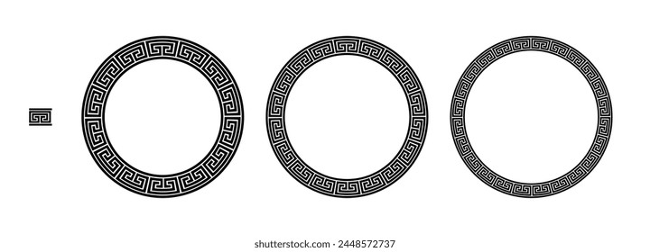 Greek frame, Circle Frame, Decorative border, vintage ornaments with seamless pattern vector illustration