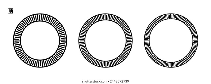 Greek frame, Circle Frame, Decorative border, vintage ornaments with seamless pattern vector illustration