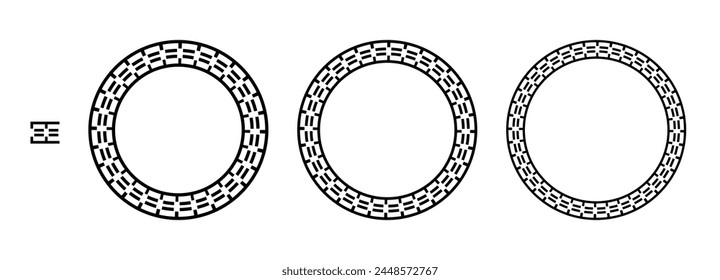 Greek frame, Circle Frame, Decorative border, vintage ornaments with seamless pattern vector illustration