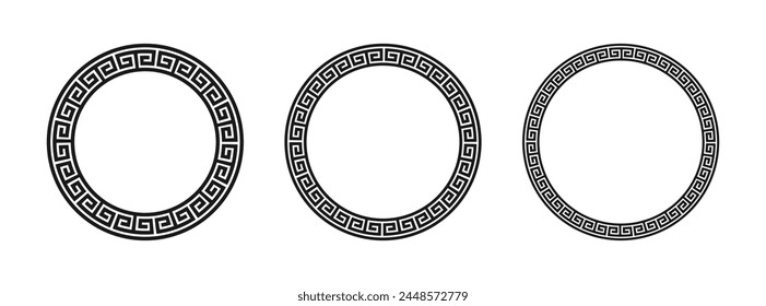 Greek frame, Circle Frame, Decorative border, vintage ornaments with seamless pattern vector illustration