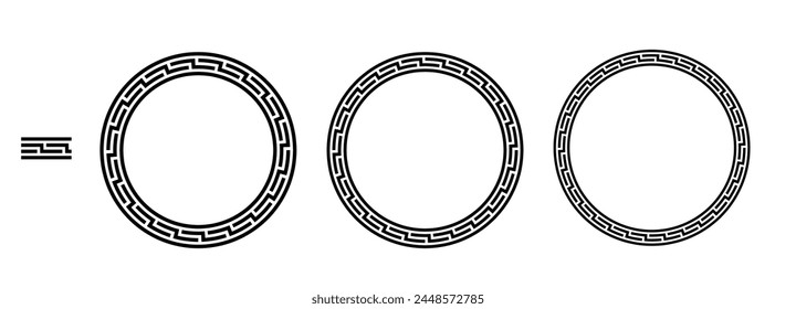 Greek frame, Circle Frame, Decorative border, vintage ornaments with seamless pattern vector illustration