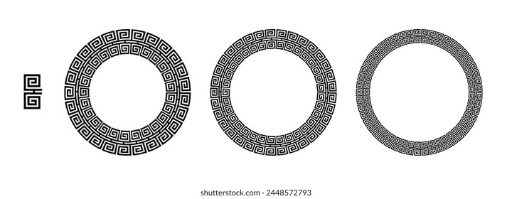 Greek frame, Circle Frame, Decorative border, vintage ornaments with seamless pattern vector illustration