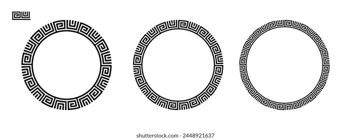 Greek frame, Circle Frame, Decorative border, vintage ornaments with seamless pattern vector illustration