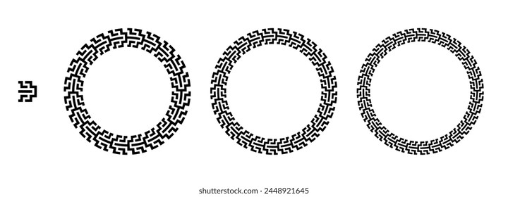 Greek frame, Circle Frame, Decorative border, vintage ornaments with seamless pattern vector illustration