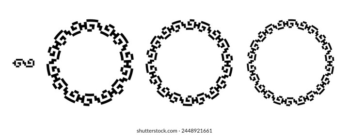 Greek frame, Circle Frame, Decorative border, vintage ornaments with seamless pattern vector illustration