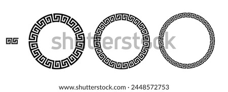 Greek frame, Circle Frame, Decorative border, vintage ornaments with seamless pattern vector illustration