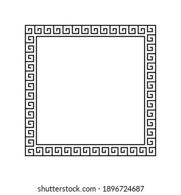 Greek frame. Meander pattern border square. Greek rectangle frame. Greece ornament. Grecian ancient style. Roman design. Geometric mediterranean decoration. Element antique symbol. Vector illustration