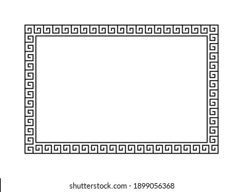 Greek frame. Meander pattern border rectangle. Greek square frame. Greece ornament. Grecian ancient style. Roman design. Geometric mediterranean decoration. Element antique symbol. Vector illustration