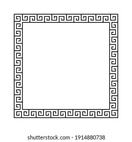 Marco griego. Cuadrado de borde de patrón de meandro. Marco rectangular griego. Ornamento de Grecia. Estilo griego antiguo. Diseño romano. Decoración geométrica mediterránea. Símbolo antiguo del elemento. Ilustración del vector