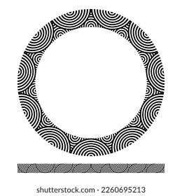 Greek frame on white background.Greek frame on white background.Black and white swirl frame.Original decorative ornamental border frame.Seamless fancy floral border for textile design and fabrics.
