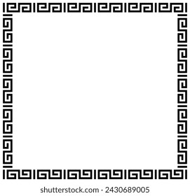 Greek frame ornaments, meanders. Square meander border from a repeated greek motif Vector illustration on a white background