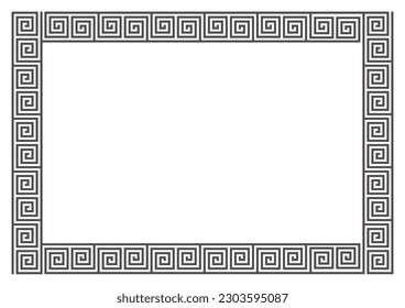 Greek frame pattern. Roman key border. Ancient meander vector rectangle ornament. Geometric fret seamless decoration.