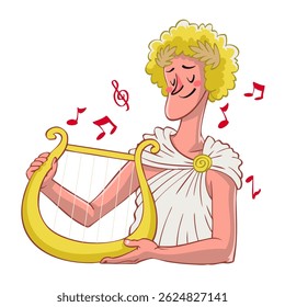 Deus Grego de Apolo na Ilustração Retro Vintage