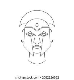 Greek god Ares on  white background. Icon in line art style.