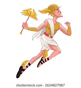 Deus grego personagem de Hermes em estilo Retro Vintage