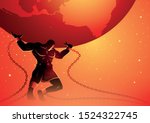 Greek god and goddess vector illustration series, Atlas, was a titan condemned to hold up the celestial heavens for eternity after the Titanomachy