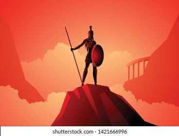 Greek god and goddess vector illustration series, Athena the goddess of wisdom, civilization, warfare, strength, strategy, female arts, crafts, justice and skill.