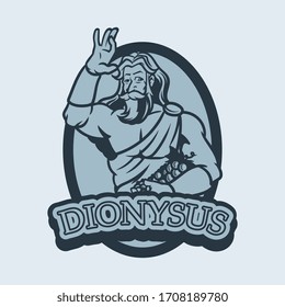 Greek god and goddess vector illustration series. Dionysus is the god of the grape-harvest, wine, ritual madness, and theater in ancient Greek religion. Painting in classical style.