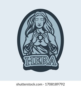 Greek god and goddess vector illustration series of Hera. Greek gods. Mythology. Hera, the wife and one of three sisters of Zeus in the Olympian pantheon of classical Greek Mythology