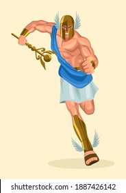 Greek god and goddess vector illustration series, Hermes, the emissary and messenger of the gods