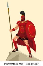 Greek god and goddess vector illustration series, Ares, is the Greek god of war