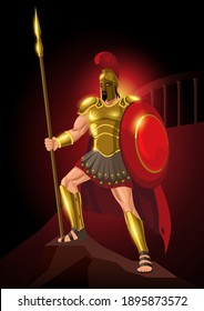 Greek god and goddess vector illustration series, Ares, is the Greek god of war. He is one of the Twelve Olympians, and the son of Zeus and Hera