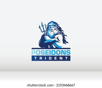 Greek god and goddess vector illustration series, Poseidon was one of the Twelve Olympians in ancient Greek religion and myth, god of the sea, storms, earthquakes and horses