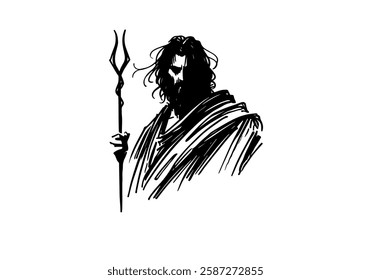 Greek God Hades hand drawn sketch vector