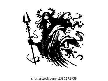 Greek God Hades hand drawn sketch vector