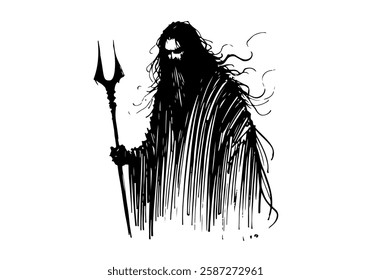 Greek God Hades hand drawn sketch vector