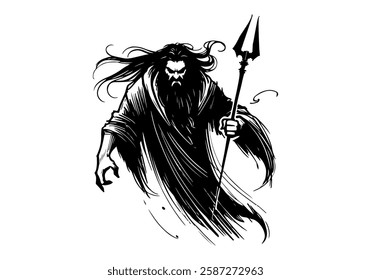 Greek God Hades hand drawn sketch vector