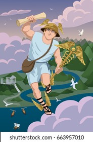 Greek god Hermes carrying message to Zeus.