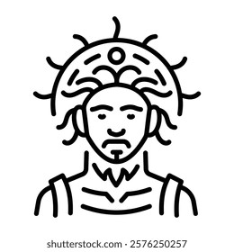 Greek god icon in linear style 