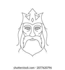 Greek god Poseidon on  white background. Icon in line art style.