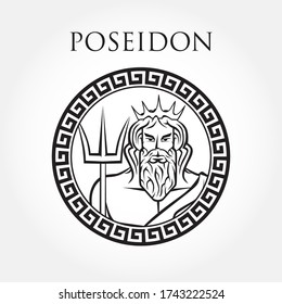 Greek God Poseidon Vector Illustration