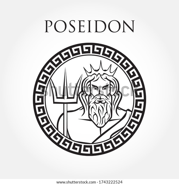 Greek God Poseidon Vector Illustration Stock Vector Royalty Free 1743222524