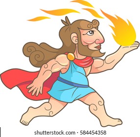 Greek god Prometheus brings fire people
