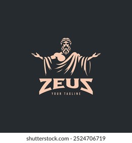 Diseño del logo del dios griego Zeus. Ideal para branding, temas de mitología y proyectos creativos.