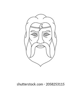 Greek god Zeus on  white background. Icon in line art style.
