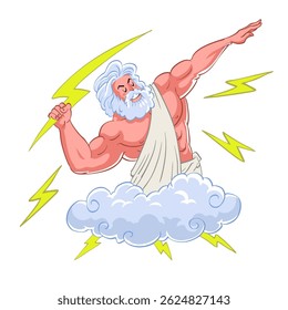 Deus grego de Zeus na ilustração estilo retrô