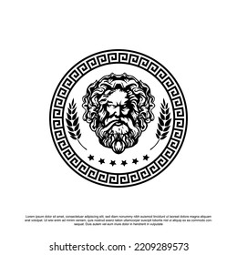 Greek god Zeus with wheat and ornament for your brand or business