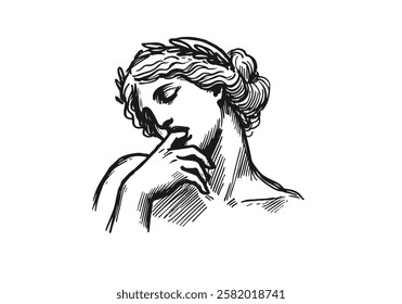 Greek Goddess Aphrodite hand drawn sketch vector