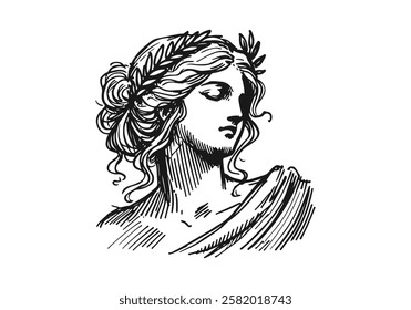 Greek Goddess Aphrodite hand drawn sketch vector